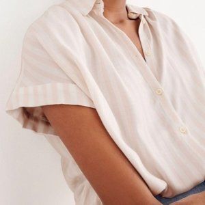 ‼️SOLD‼️Madewell Central Shirt Pink & White Top